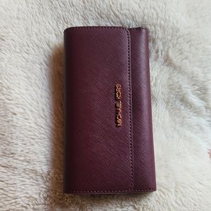 Michael Kors Jet Set Travel trifold leather wallet - merlot